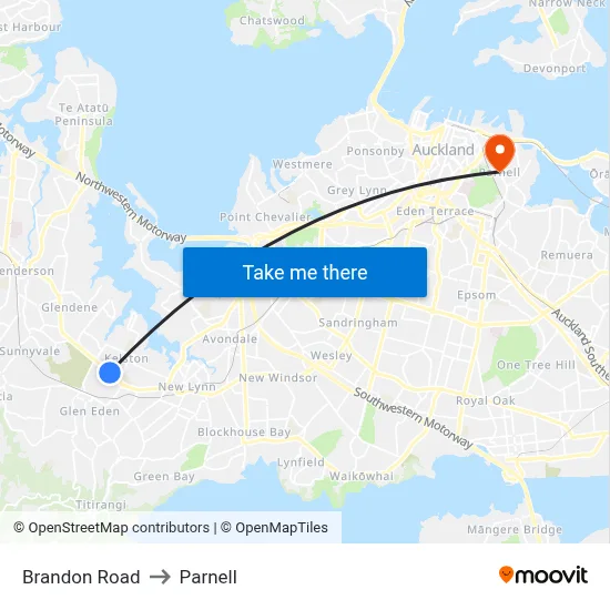 Brandon Road to Parnell map