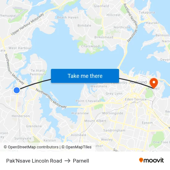 Pak'Nsave Lincoln Road to Parnell map
