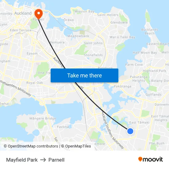 Mayfield Park to Parnell map