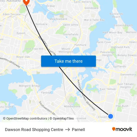Dawson Road Shopping Centre to Parnell map