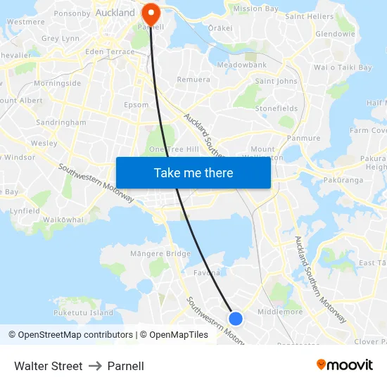 Walter Street to Parnell map