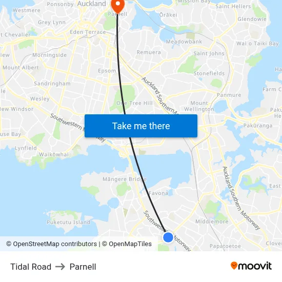 Tidal Road to Parnell map