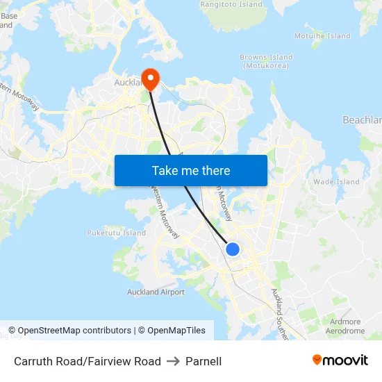 Carruth Road/Fairview Road to Parnell map