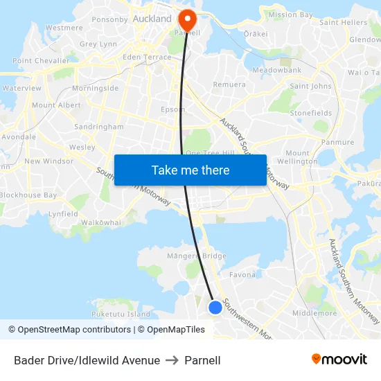 Bader Drive/Idlewild Avenue to Parnell map