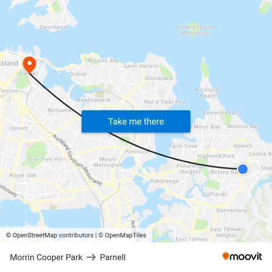 Morrin Cooper Park to Parnell map