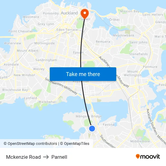 Mckenzie Road to Parnell map