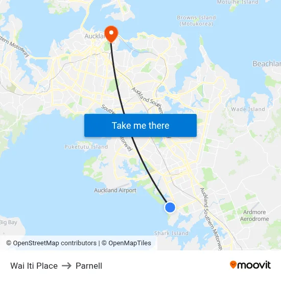 Wai Iti Place to Parnell map