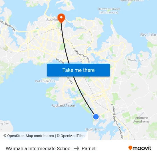 Waimahia Intermediate School to Parnell map
