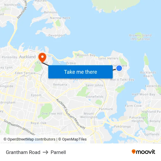 Grantham Road to Parnell map