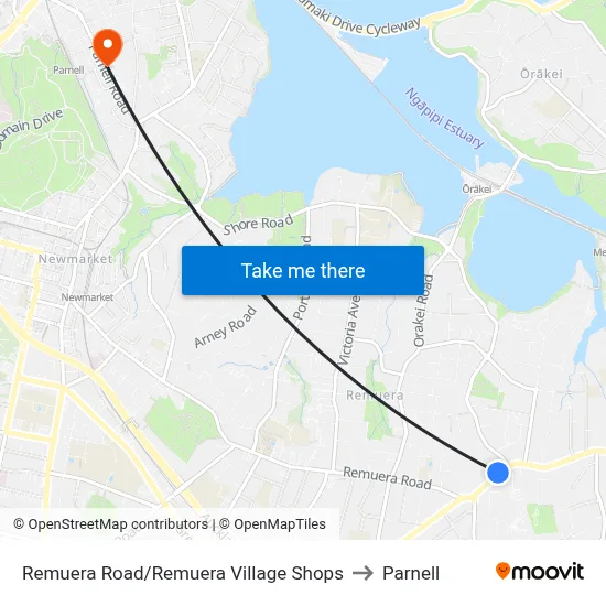 Remuera Road/Remuera Village Shops to Parnell map