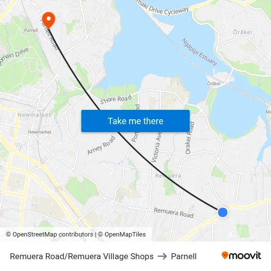 Remuera Road/Remuera Village Shops to Parnell map