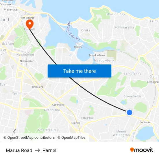 Marua Road to Parnell map