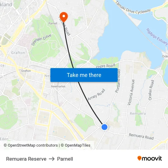 Remuera Reserve to Parnell map