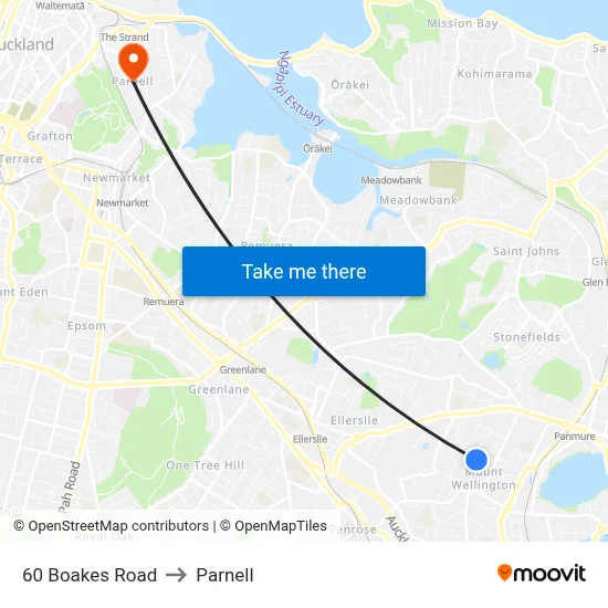60 Boakes Road to Parnell map