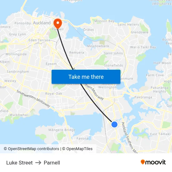 Luke Street to Parnell map