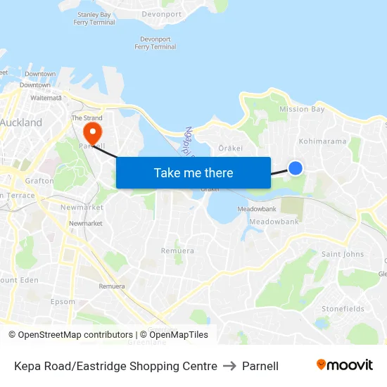 Kepa Road/Eastridge Shopping Centre to Parnell map