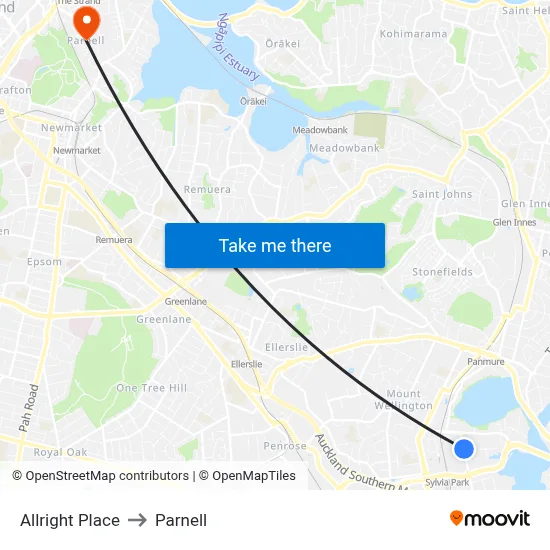 Allright Place to Parnell map