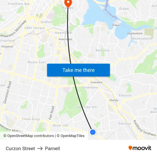 Curzon Street to Parnell map