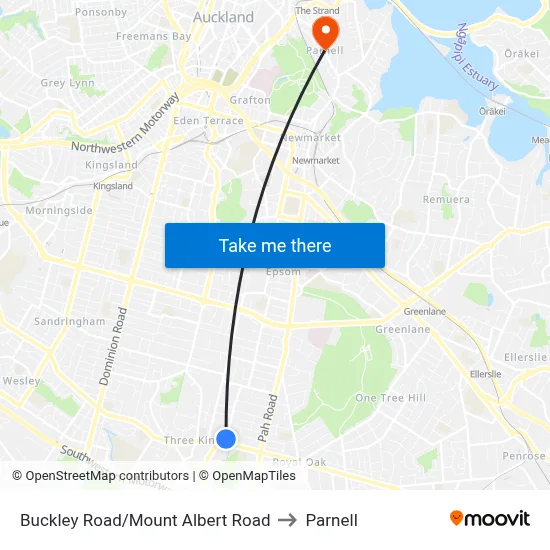 Buckley Road/Mount Albert Road to Parnell map