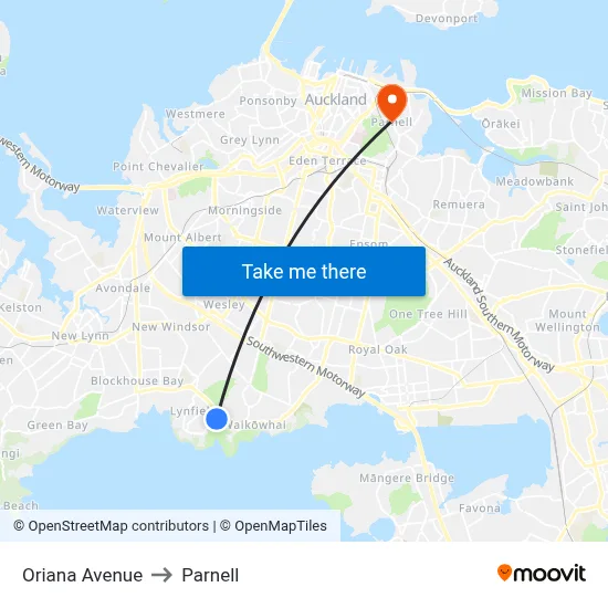 Oriana Avenue to Parnell map