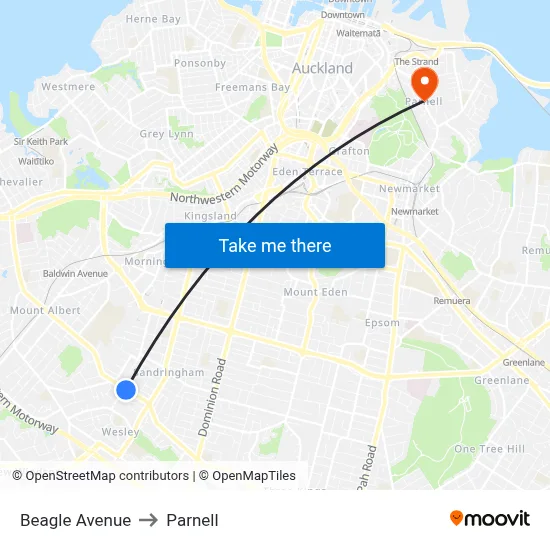 Beagle Avenue to Parnell map