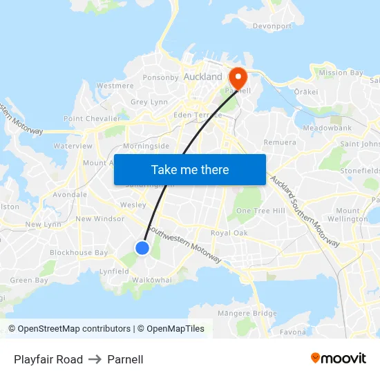 Playfair Road to Parnell map