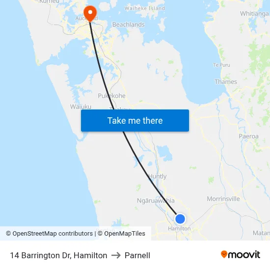 14 Barrington Dr, Hamilton to Parnell map