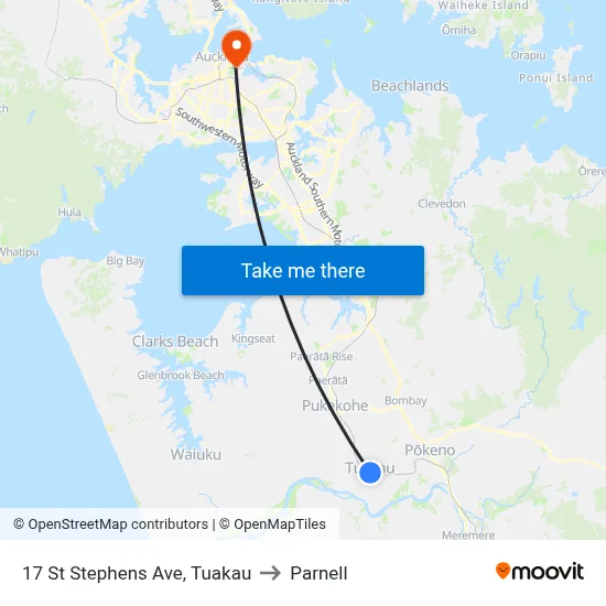 17 St Stephens Ave, Tuakau to Parnell map