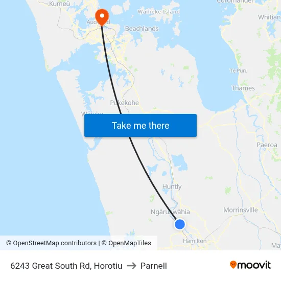 6243 Great South Rd, Horotiu to Parnell map
