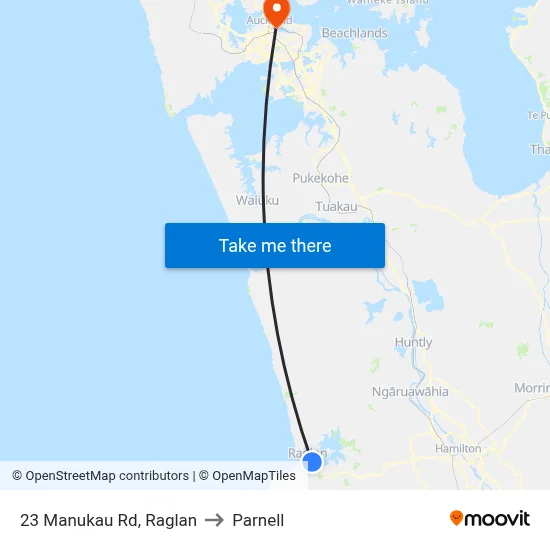 23 Manukau Rd, Raglan to Parnell map