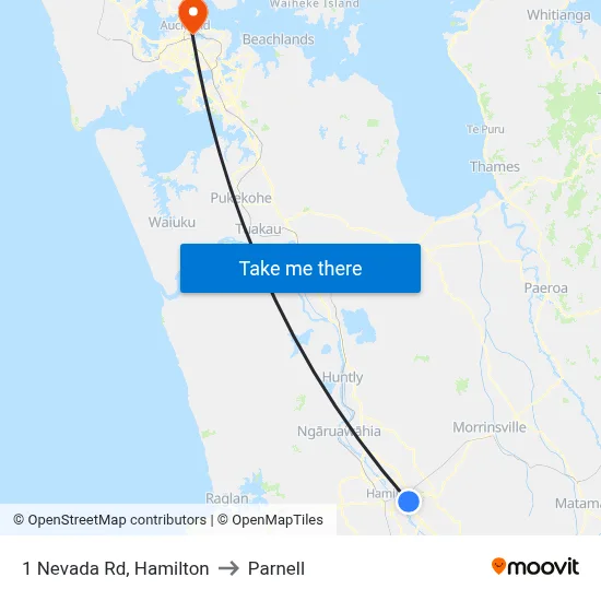 1 Nevada Rd, Hamilton to Parnell map