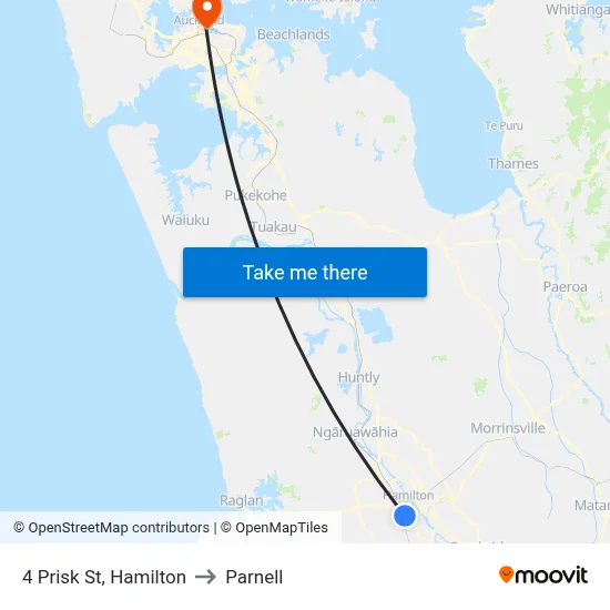 4 Prisk St, Hamilton to Parnell map