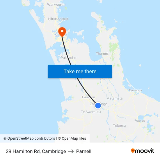 29 Hamilton Rd, Cambridge to Parnell map