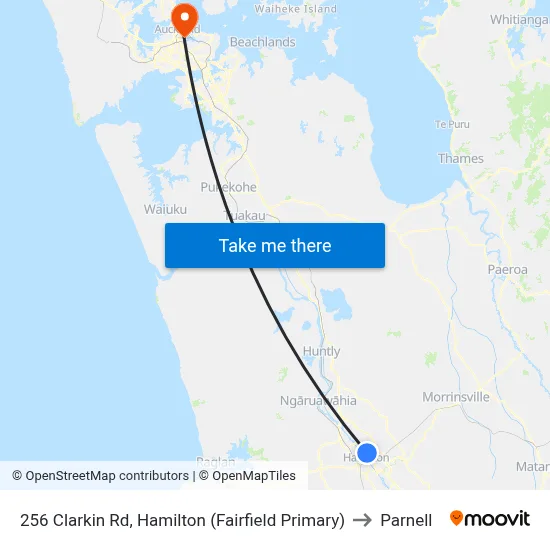 256 Clarkin Rd, Hamilton (Fairfield Primary) to Parnell map