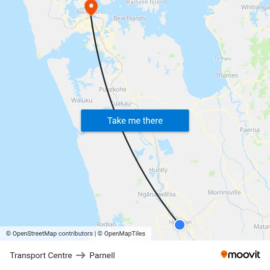 Transport Centre to Parnell map