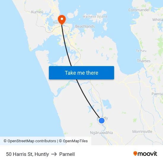 50 Harris St, Huntly to Parnell map