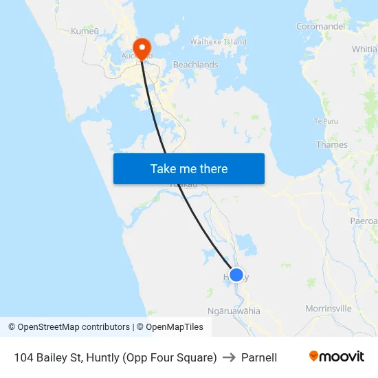 104 Bailey St, Huntly (Opp Four Square) to Parnell map