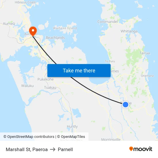 Marshall St, Paeroa to Parnell map