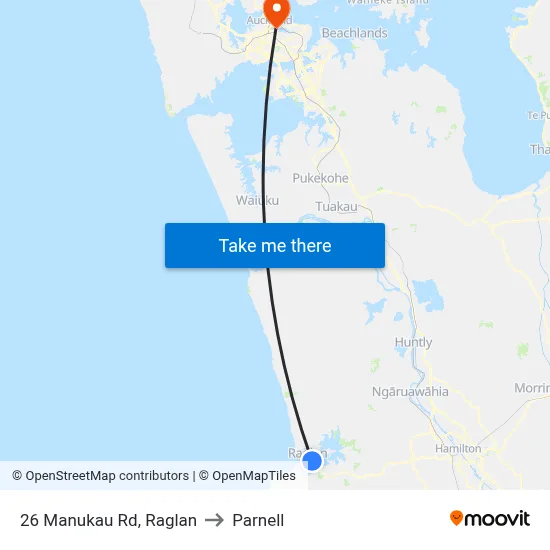 26 Manukau Rd, Raglan to Parnell map