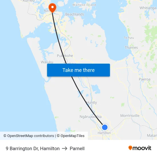 9 Barrington Dr, Hamilton to Parnell map