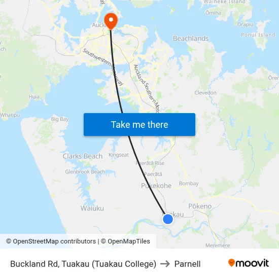 Buckland Rd, Tuakau (Tuakau College) to Parnell map