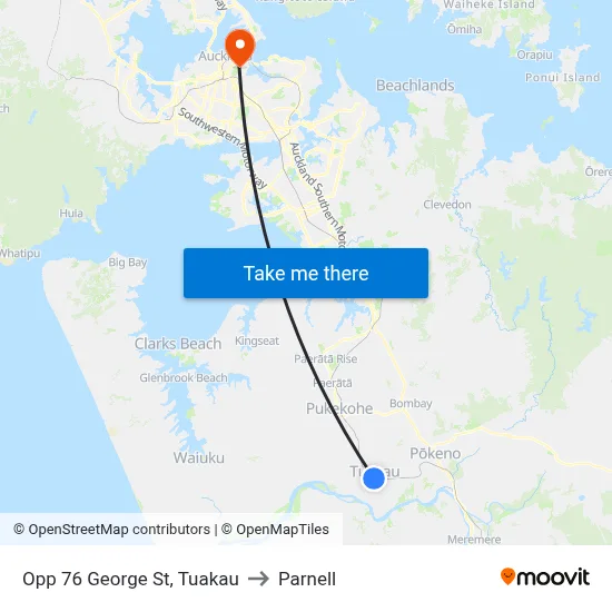 Opp 76 George St, Tuakau to Parnell map