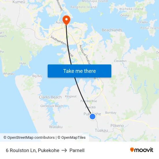 6 Roulston Ln, Pukekohe to Parnell map