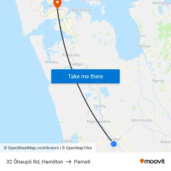 32 Ōhaupō Rd, Hamilton to Parnell map