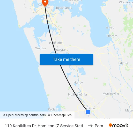 110 Kahikātea Dr, Hamilton (Z Service Station) to Parnell map