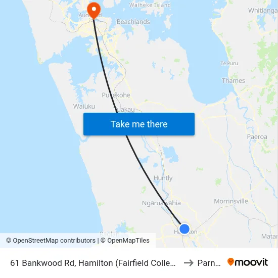 61 Bankwood Rd, Hamilton (Fairfield College) to Parnell map