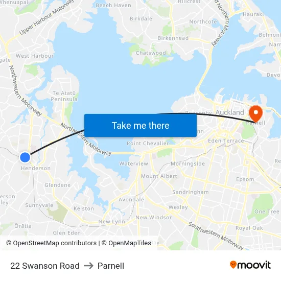 22 Swanson Road to Parnell map