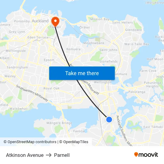 Atkinson Avenue to Parnell map