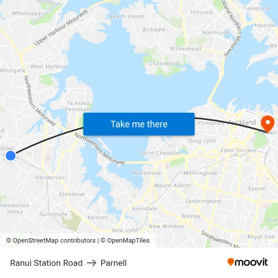 Ranui Station Road to Parnell map