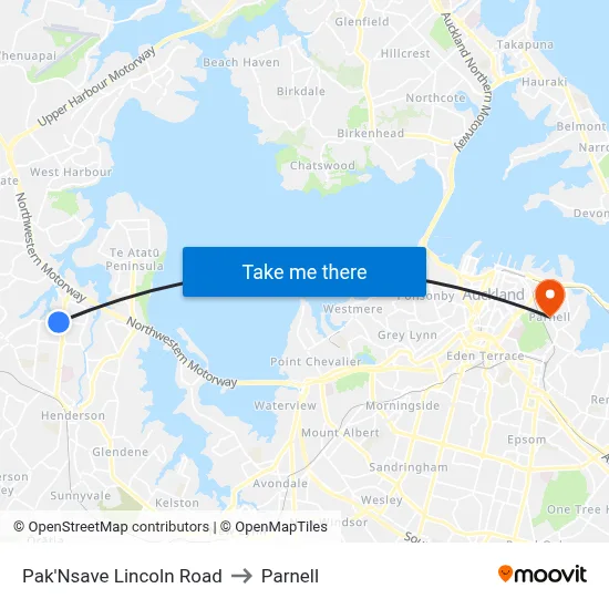Pak'Nsave Lincoln Road to Parnell map
